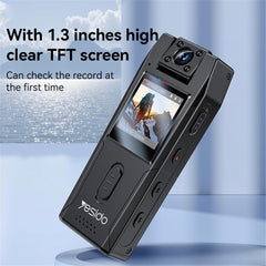 Body Camera - YESIDO KM25 Video Recorder 180 Degree Rotating Lens HD 1.3 Inch Screen 1080P Outdoor Cycling Hiking Camera