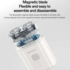 Electric Shaver - YESIDO MG20 IPX5 Waterproof Travel Electric Shaver Smart Display Dual-Ring Floating Blades