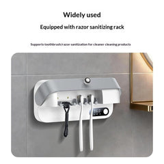 Toothbrush Dryer Kit - YESIDO MG32 UV Toothbrush Sterilizer Dryer Holder 4 Slots Wall Mount Digital Display Storage Sterilization Box for Bathroom