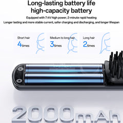 Hair Straightener - YESIDO MG23 Wireless Hair Straightener Brush 2 in 1 Straighten and Curl Styling Tool 3 Temp Settings Digital Display