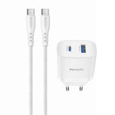 Quick Charger - YESIDO YC110 EU Plug PD 45W USB-C + QC 18W USB-A Wall Charger Dual Port Fast Charging Adapter with 1m Type-C Cable