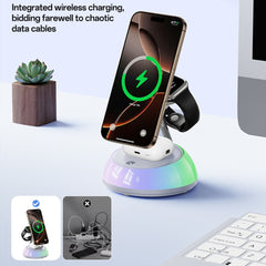Wireless Charger - YESIDO DS31 3 in 1 Wireless Charging Station Phone Watch Earphone Magnetic Wireless Charger with Night Light