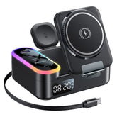 Wireless Charging - YESIDO DS38 65W Magnetic Wireless Charging Station for Phone/Watch/Earphones with Digital Clock and Retractable Type-C Cable