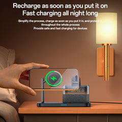 Wireless Charger - YESIDO DS37 6 in 1 Desktop Wireless Charger Stand Multi-Function Charging Station with Clock / Light