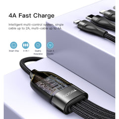 4 in 1 Cable - YESIDO CA111 4 in 1 USB to 2 TC+ 2 IP Nylon Braided Wire Mobile Phone Charger Data Cable