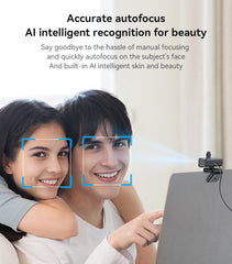 USB Web Camera - YESIDO KM14 360 Ratation 2K 2 Million Pixels HD Camera Built-in Microphone Autofocus 1.5M Line USB Camera