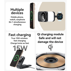 Wireless Charger - YESIDO DS27 15W Wireless Fast Charging Multiple Protections Foldable Design 3-in-1 Desktop Wireless Charger