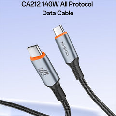 Multi Protocol Cable - YESIDO CA212 140W Type-C to Type-C Super Fast Charging Data Cable, Length: 1.2m