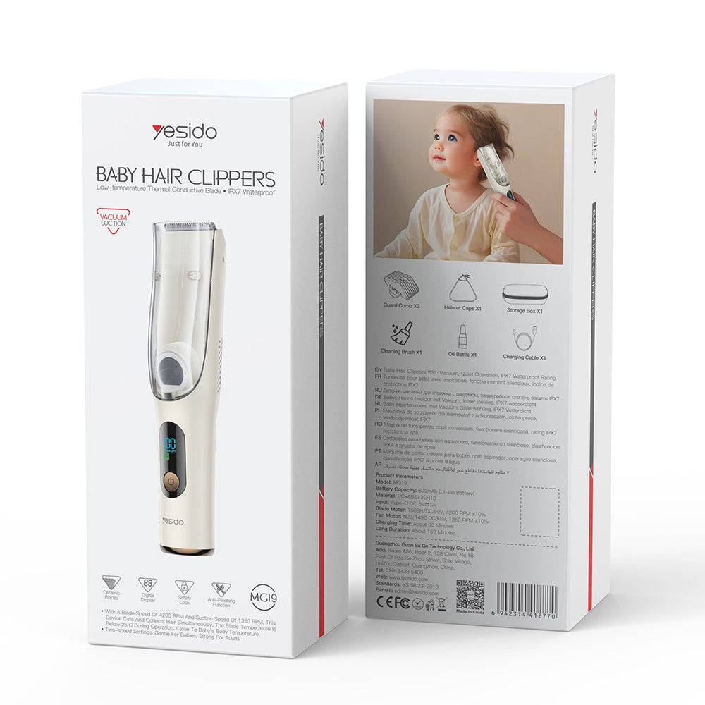 Baby Hair Clipper - YESIDO MG19 For Children Hair Clipper with Smart Digital Display Cool Ceramic Blade 2 Speed Mode Hair Trimmer