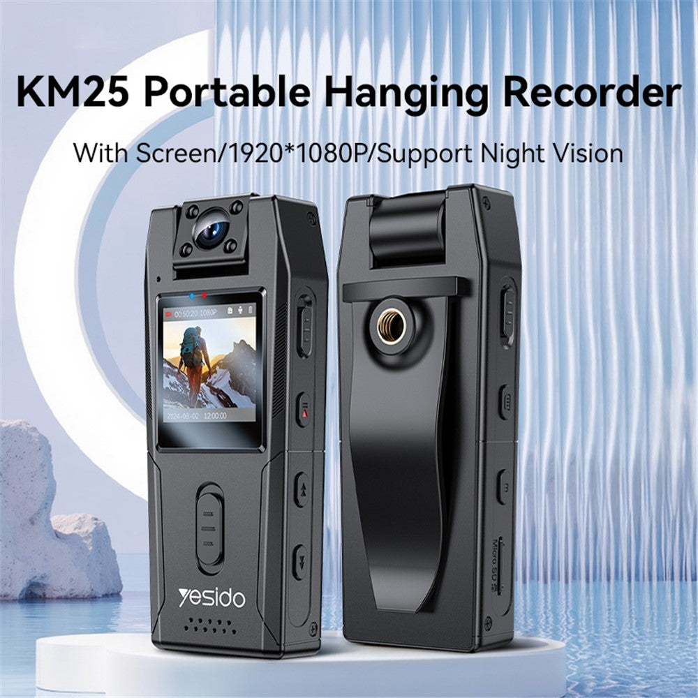 Body Camera - YESIDO KM25 Video Recorder 180 Degree Rotating Lens HD 1.3 Inch Screen 1080P Outdoor Cycling Hiking Camera