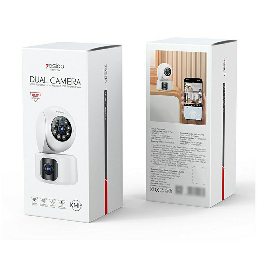 Dual Camera - YESIDO KM16 Indoor Dual Lens Camera Wireless Security Cam WiFi Surveillance System with Night Vision / Two-Way Audio / Motion Detection