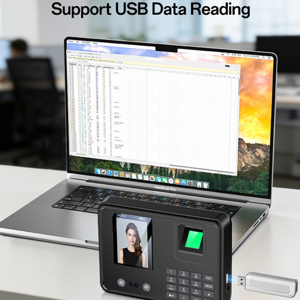 Attendance Machine - YESIDO KM30 Attendance Machine Time Clock Face Fingerprint Recognition Punch Card Reader Attendance Recorder