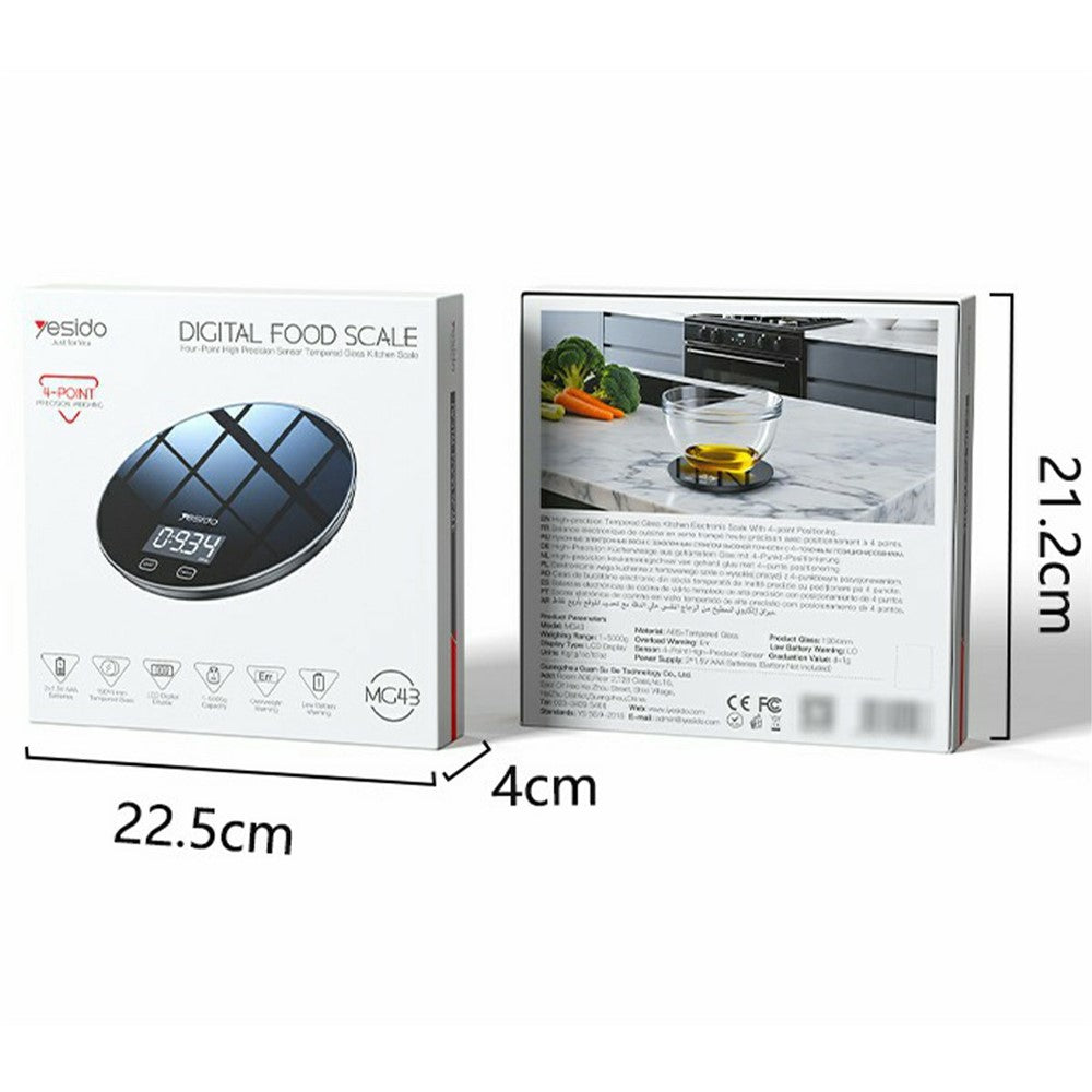Coffee Scale - YESIDO MG43 Kitchen Digital Scale Precision Weighing LCD Display Digital Scale Support 1-5000g Capacity