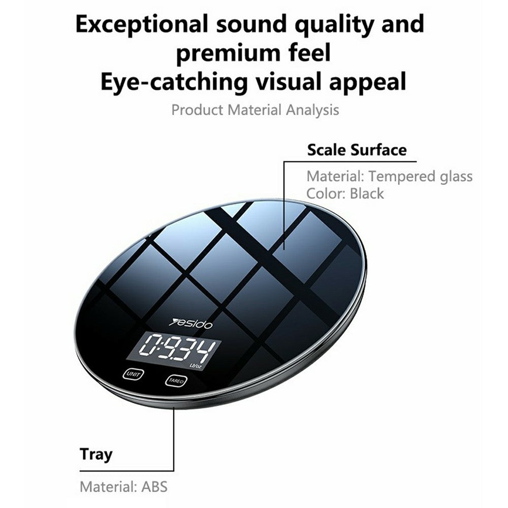 Coffee Scale - YESIDO MG43 Kitchen Digital Scale Precision Weighing LCD Display Digital Scale Support 1-5000g Capacity