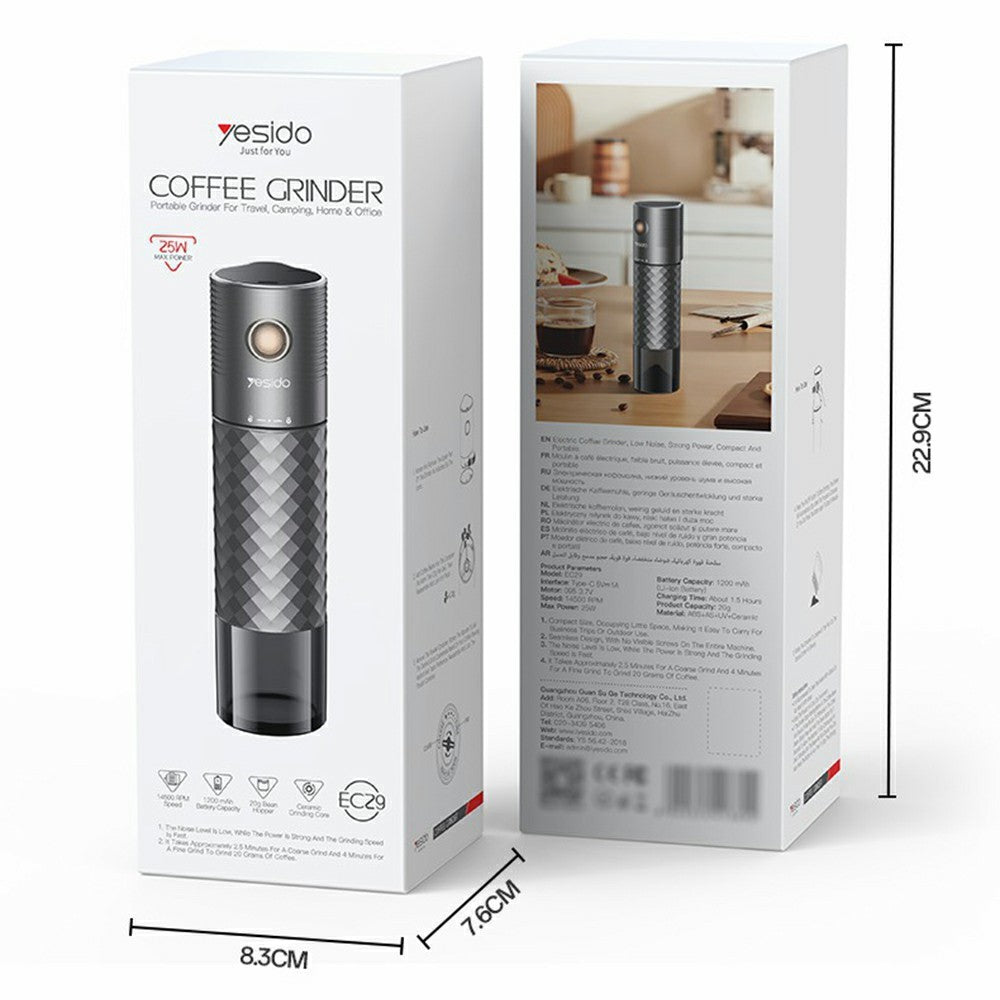 Coffee Grinder - YESIDO EC29 Portable Electric Coffee Grinder 25W Powerful Motor Coffee Maker for Travel / Outdoor