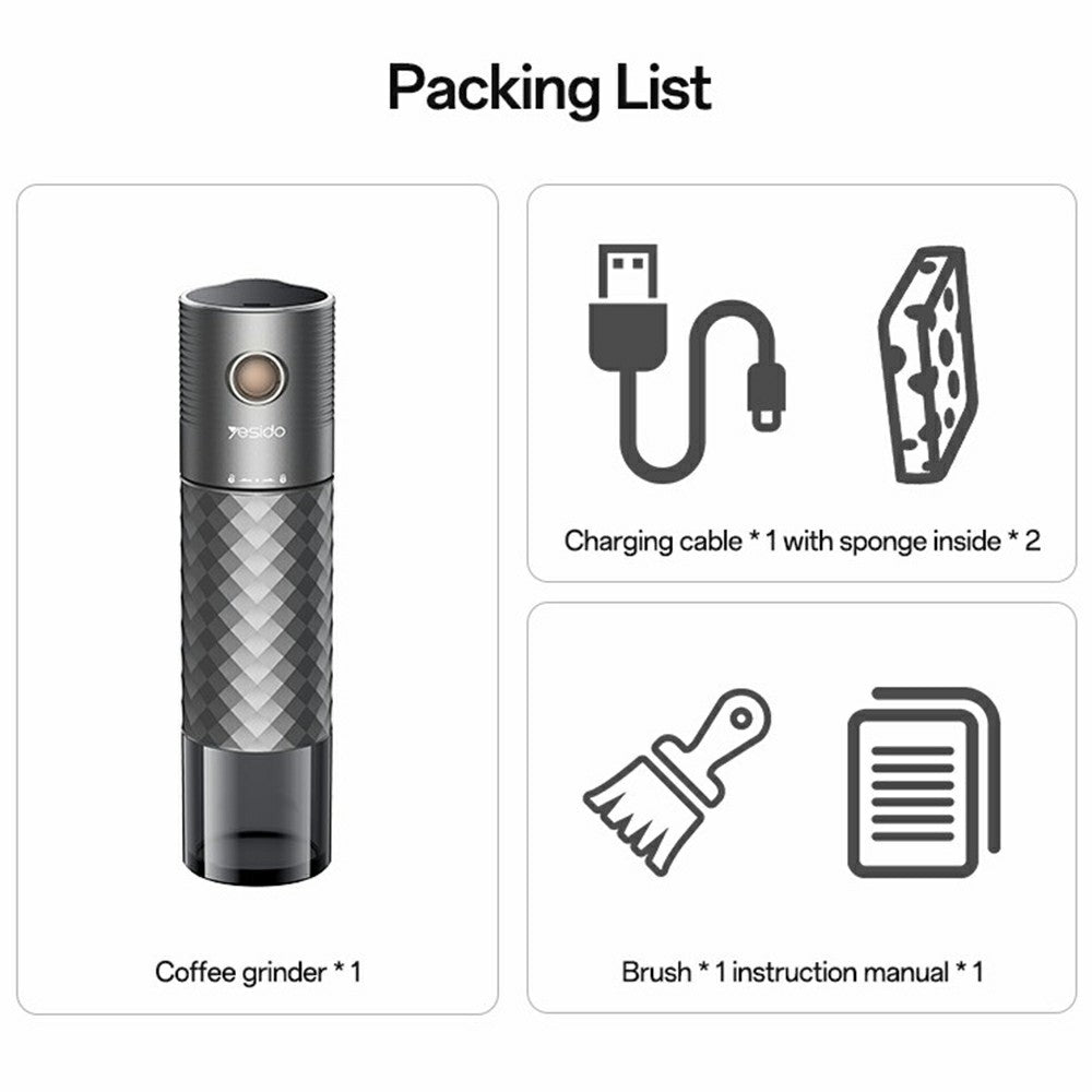 Coffee Grinder - YESIDO EC29 Portable Electric Coffee Grinder 25W Powerful Motor Coffee Maker for Travel / Outdoor