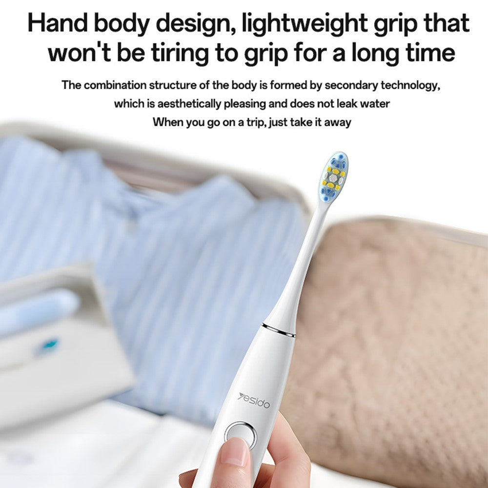 Electric Toothbrush - YESIDO MG24 IPX7 Waterproof Sonic Electric Toothbrush 38400 VPM Long Battery Ergonomic Handle