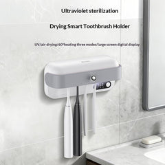 Toothbrush Dryer Kit - YESIDO MG32 UV Toothbrush Sterilizer Dryer Holder 4 Slots Wall Mount Digital Display Storage Sterilization Box for Bathroom