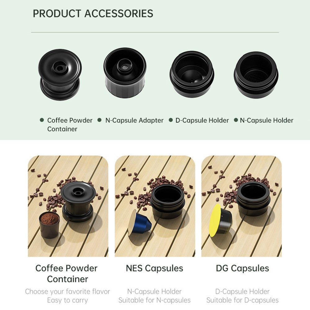 Portable Coffee Maker - YESIDO EC30 Portable Espresso Coffee Maker 20Bar 9600mAh Wireless Capsule Coffee Machine with Heating for Travel and Camping