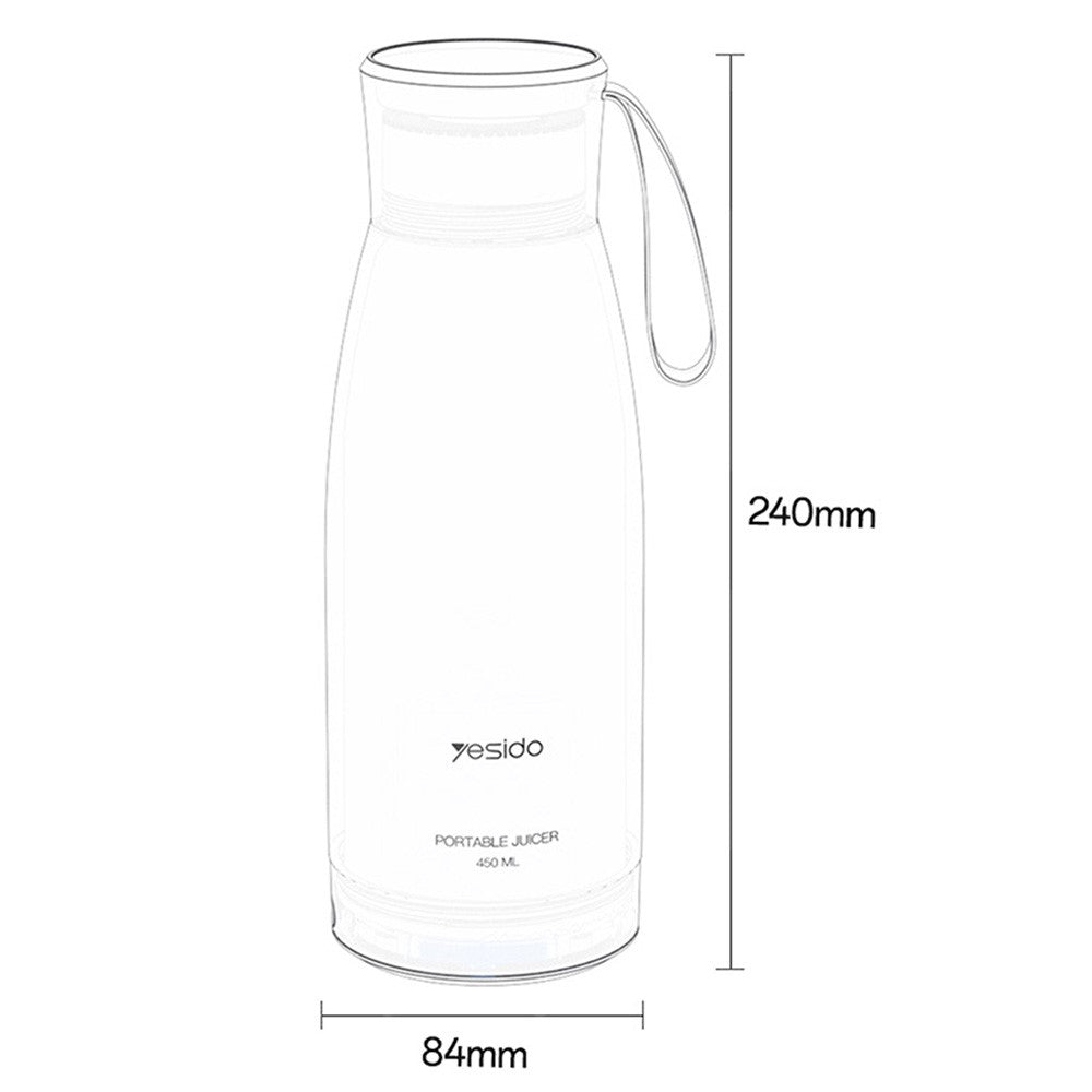 Portable Blender - YESIDO EC17 450ml Portable Juicer 18500 RPM 80W Rechargeable 304 Stainless Steel Blender (BPA Free, No FDA)
