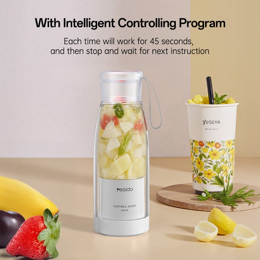 Portable Blender - YESIDO EC17 450ml Portable Juicer 18500 RPM 80W Rechargeable 304 Stainless Steel Blender (BPA Free, No FDA)