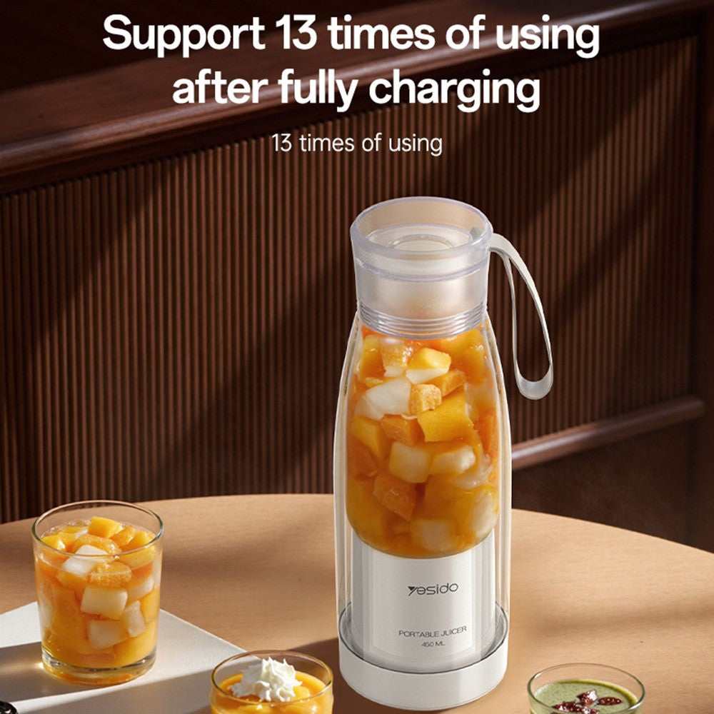 Portable Blender - YESIDO EC17 450ml Portable Juicer 18500 RPM 80W Rechargeable 304 Stainless Steel Blender (BPA Free, No FDA)