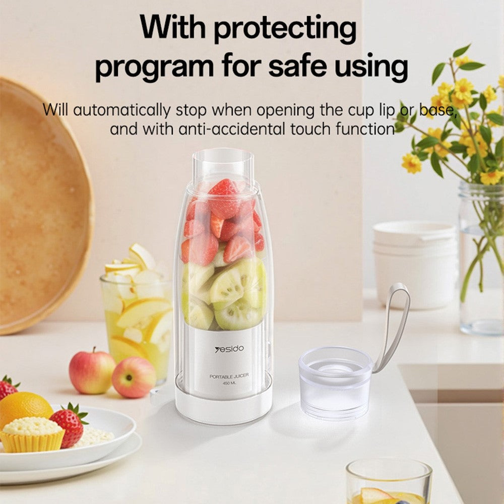 Portable Blender - YESIDO EC17 450ml Portable Juicer 18500 RPM 80W Rechargeable 304 Stainless Steel Blender (BPA Free, No FDA)