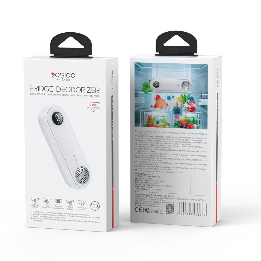 Fridge Deodorizer - YESIDO EC33 Multi-functional Fridge Deodorizer 3 Modes Odor Eliminator Sterilizer for Refrigerator Shoe Cabinet
