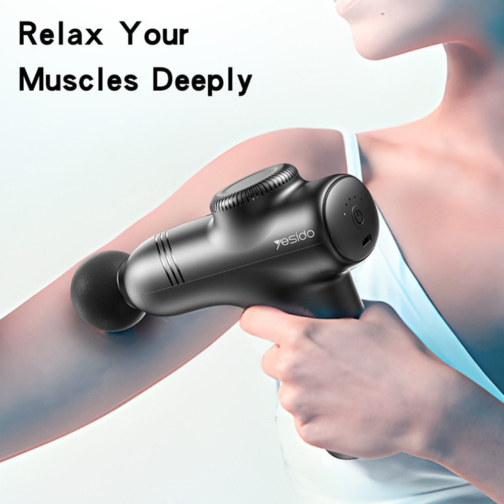 Massage Gun - YESIDO MG01 5 Speeds Muscle Relief Portable Deep Tissue Massage Gun with 4 Heads