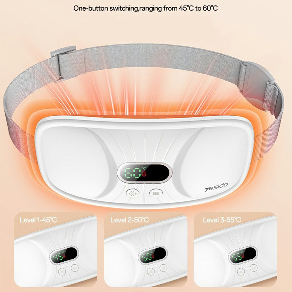 Menstrual Heating Pad - YESIDO MG28 Electric Massage Heating Belt Uterus / Waist Warmer Digital Display 3 Vibration Modes 4 Temperature Settings