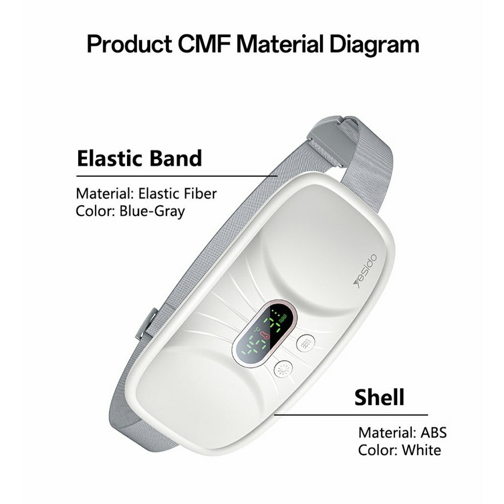 Menstrual Heating Pad - YESIDO MG28 Electric Massage Heating Belt Uterus / Waist Warmer Digital Display 3 Vibration Modes 4 Temperature Settings