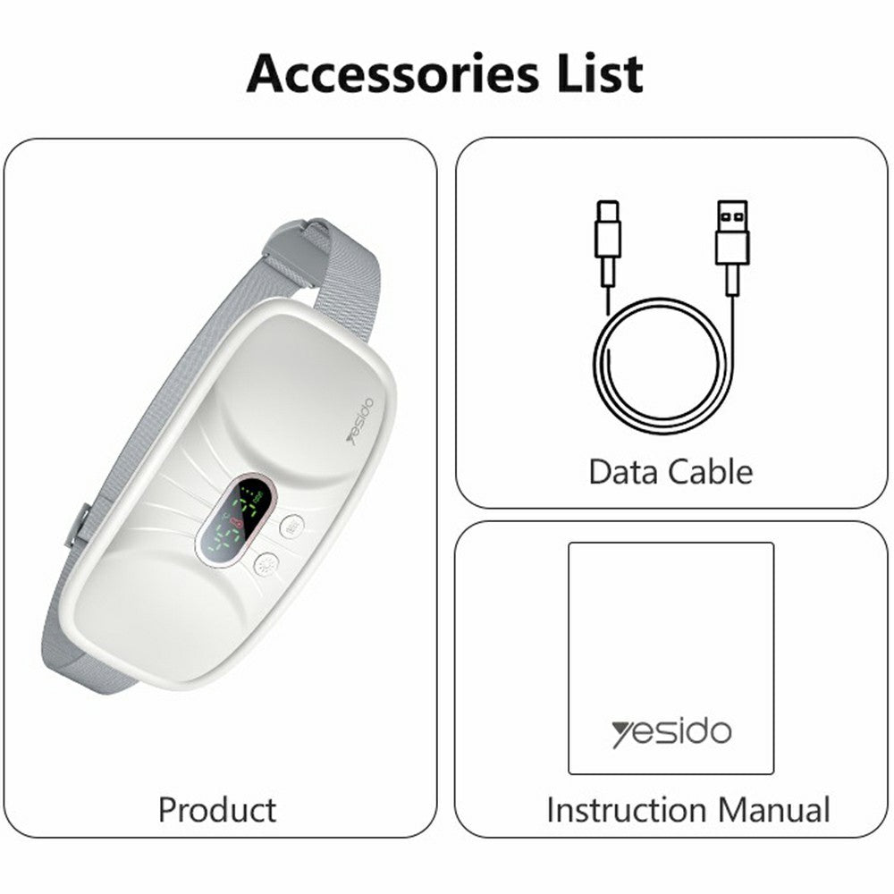 Menstrual Heating Pad - YESIDO MG28 Electric Massage Heating Belt Uterus / Waist Warmer Digital Display 3 Vibration Modes 4 Temperature Settings