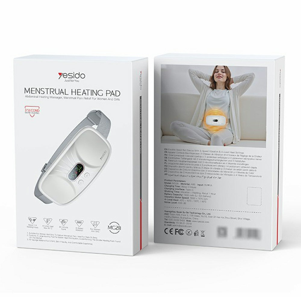 Menstrual Heating Pad - YESIDO MG28 Electric Massage Heating Belt Uterus / Waist Warmer Digital Display 3 Vibration Modes 4 Temperature Settings