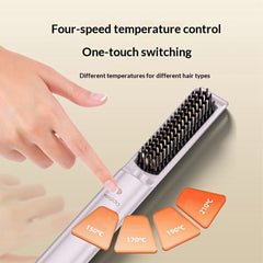 Straightener Brush - YESIDO MG33 EU Plug Hair Straightener Brush Smart Temperature Control Negative lon Hair Straightening Comb