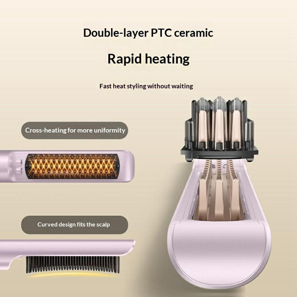 Straightener Brush - YESIDO MG33 EU Plug Hair Straightener Brush Smart Temperature Control Negative lon Hair Straightening Comb