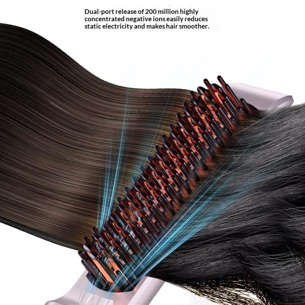 Straightener Brush - YESIDO MG33 EU Plug Hair Straightener Brush Smart Temperature Control Negative lon Hair Straightening Comb