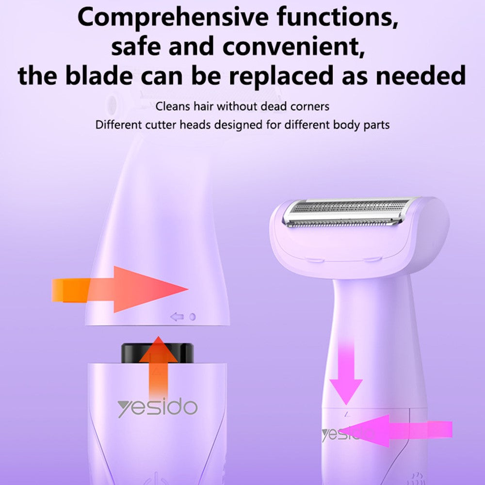 Body Hair Trimmer - YESIDO MG26 3 in 1 IPX6 Waterproof Multi-Functional Body Hair Trimmer Wet Dry Use for Shaving / Trimming / Grooming
