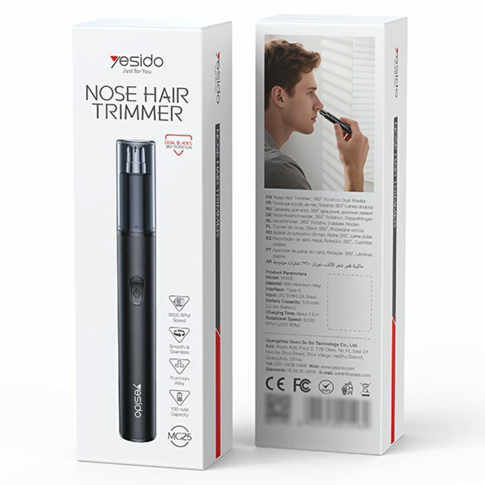 Nose Hair Trimmer - YESIDO MG25 Dual Blade Nose Hair Trimmer Portable Electric Nasal Hair Removal Shaver