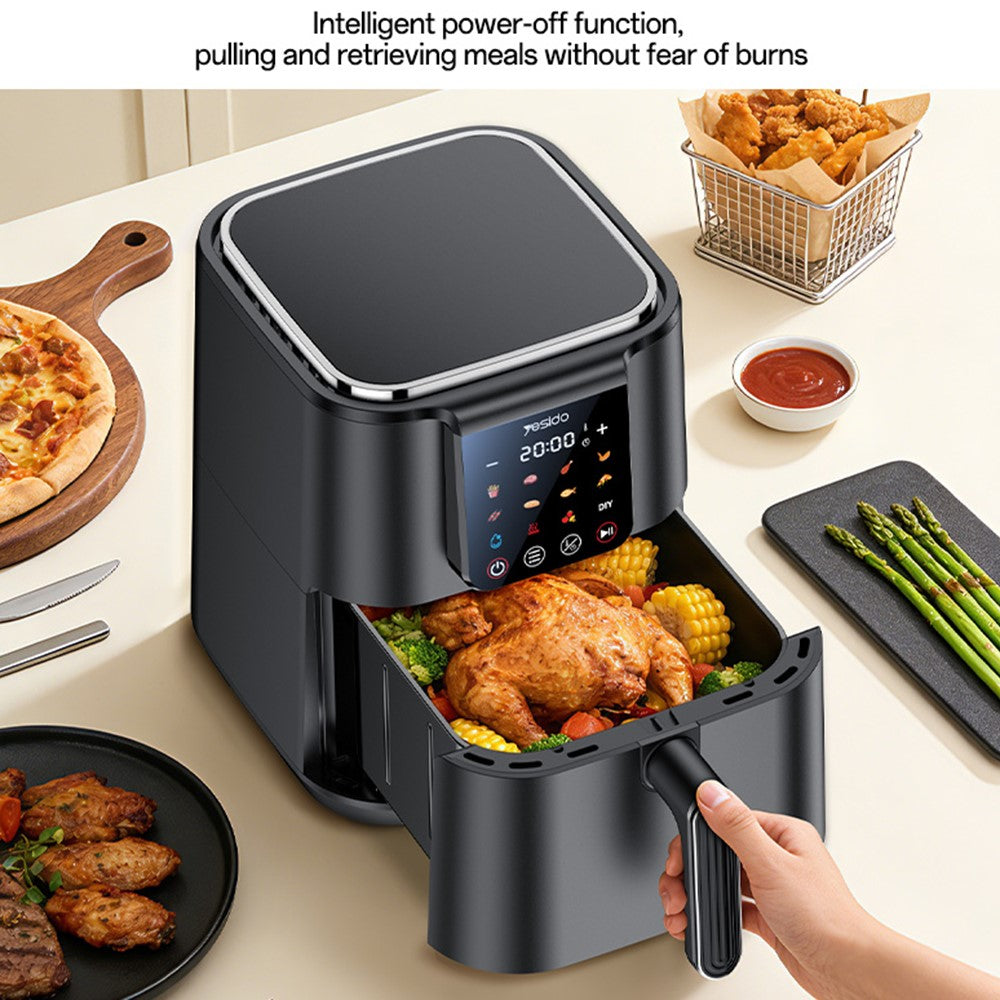 Air Fryer - YESIDO EC35 6L Air Fryer 1500W 12 Preset Menus Touchscreen NTC Temperature Control Electric Kettle (BPA-Free, No FDA)