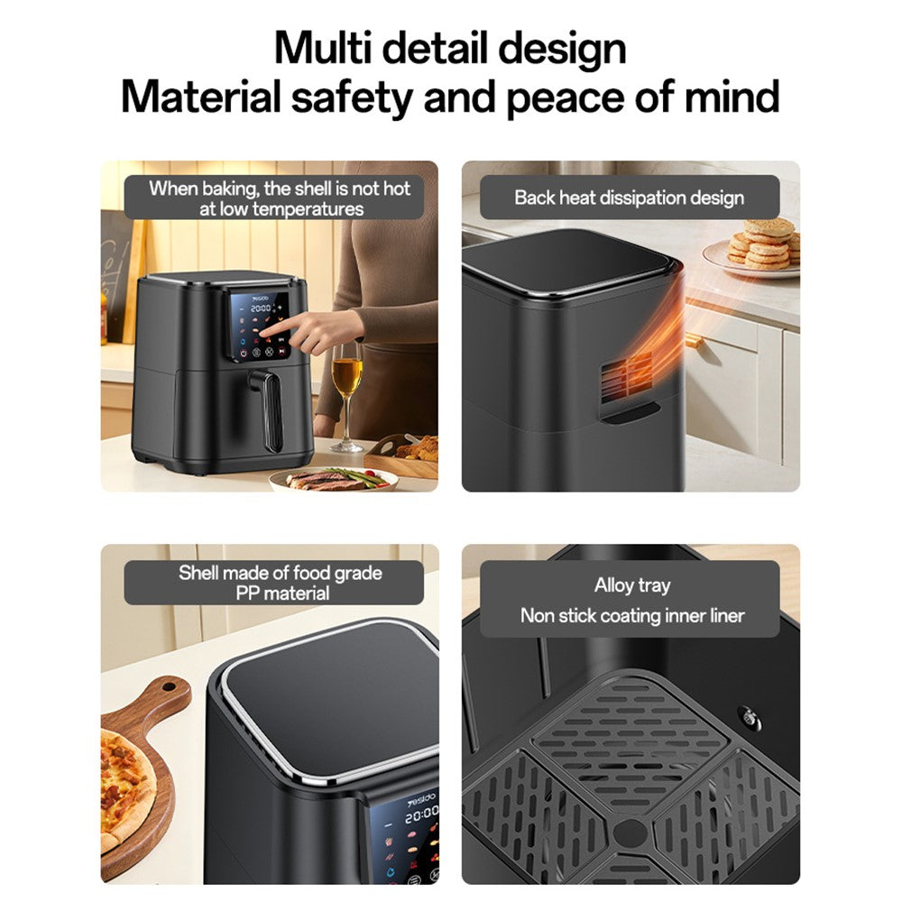 Air Fryer - YESIDO EC35 6L Air Fryer 1500W 12 Preset Menus Touchscreen NTC Temperature Control Electric Kettle (BPA-Free, No FDA)