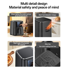 Air Fryer - YESIDO EC35 6L Air Fryer 1500W 12 Preset Menus Touchscreen NTC Temperature Control Electric Kettle (BPA-Free, No FDA)