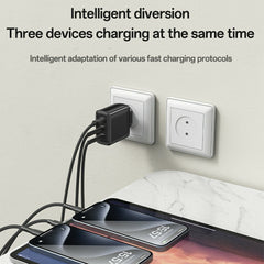 GaN Charger - YESIDO YC144 EU Plug 65W GaN Charger 2 USB C + 1 USB A Fast Charging Adapter Multi-Protocol Compatible