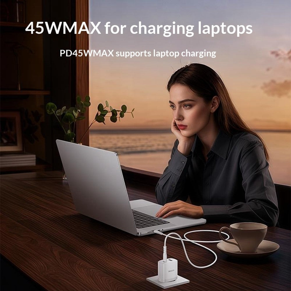 Quick Charger -  YESIDO YC110 EU Plug PD 45W USB-C + QC 18W USB-A Wall Charger Dual Port Fast Charging Adapter with 1m Type-C Cable