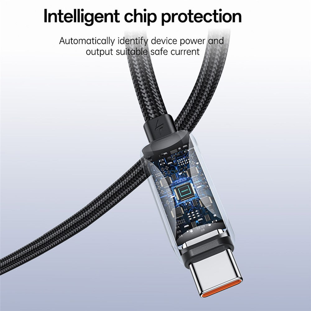 Dual Type C - YESIDO CA198 60W 3A USB-C to USB-C Cable Zinc Alloy Flowing Light Braided Data Cable
