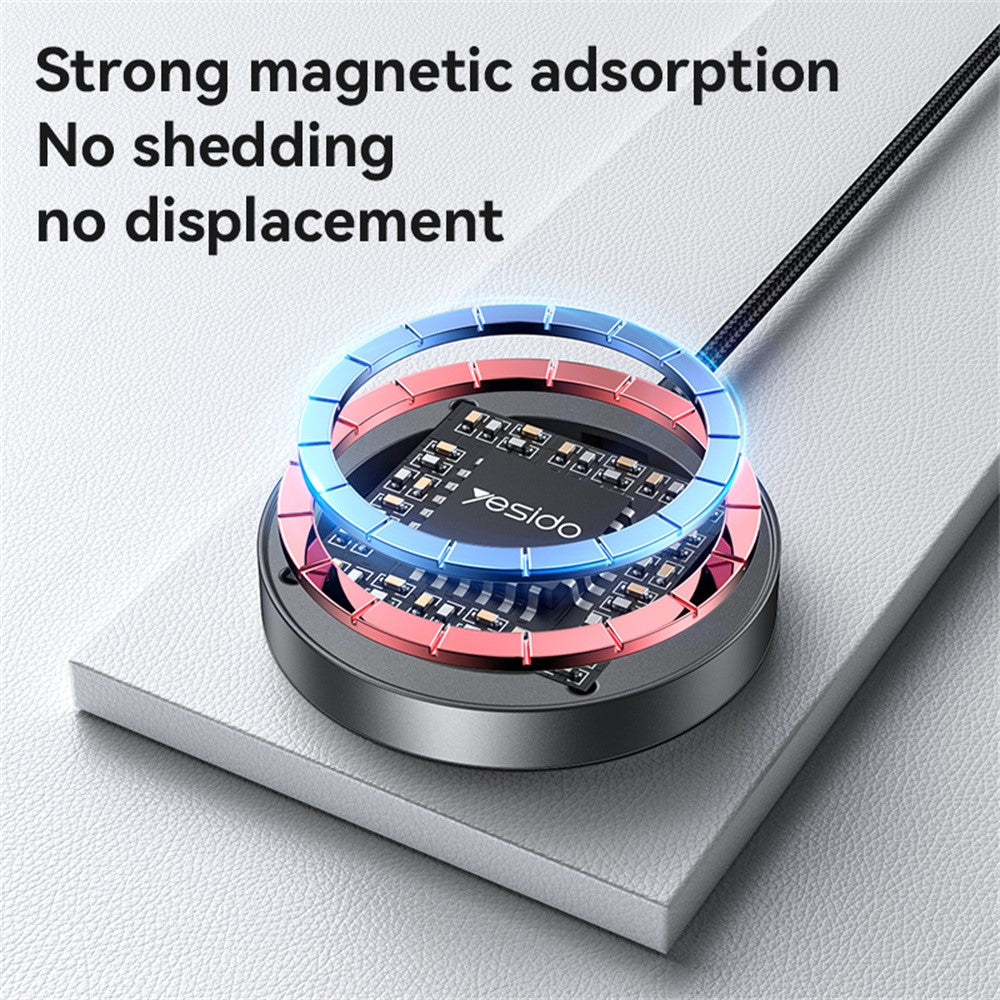 Wireless Charger - YESIDO DS28 Magnetic Wireless Charger with Digital Display Fast Charging Pad with 1.2m Type C Cable