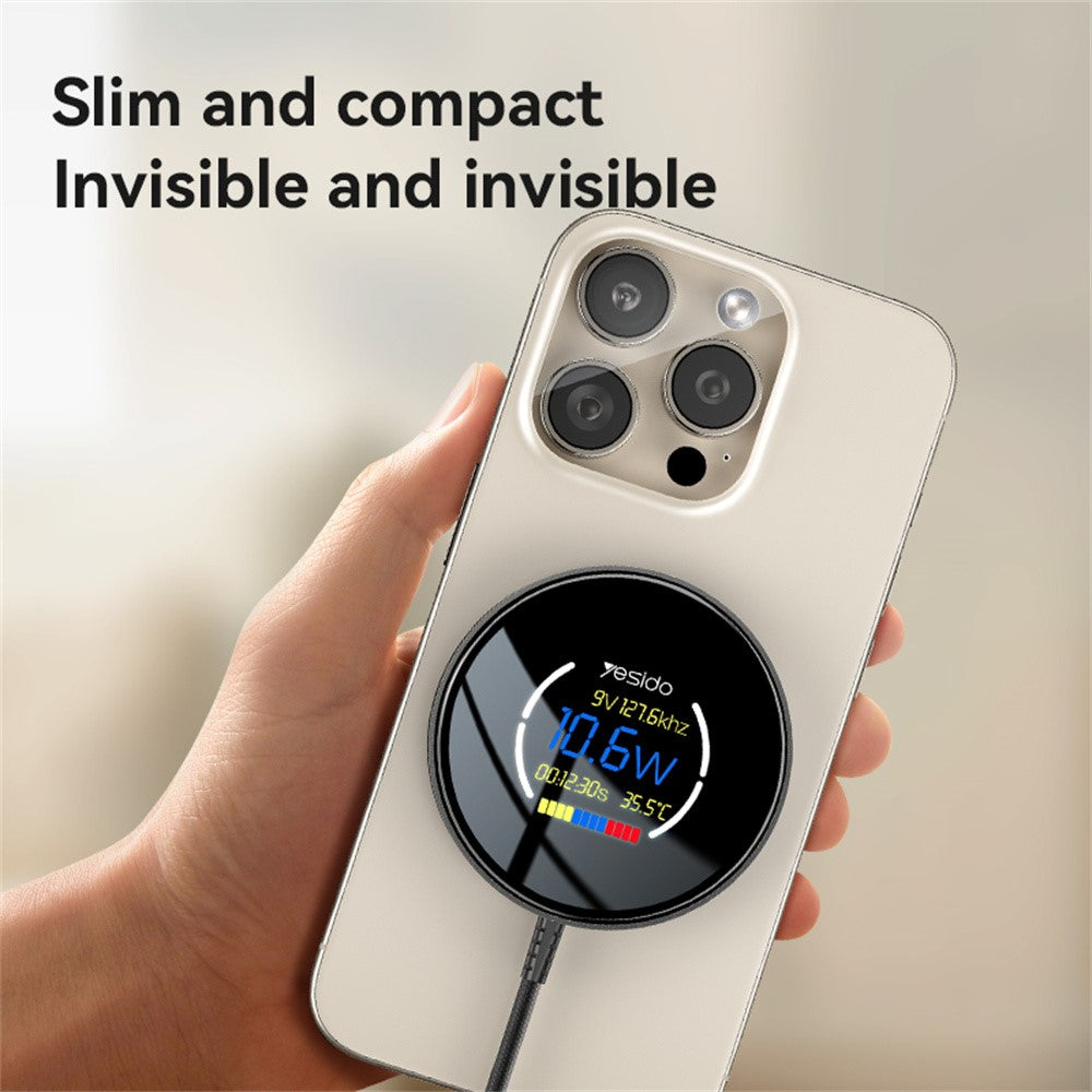 Wireless Charger - YESIDO DS28 Magnetic Wireless Charger with Digital Display Fast Charging Pad with 1.2m Type C Cable