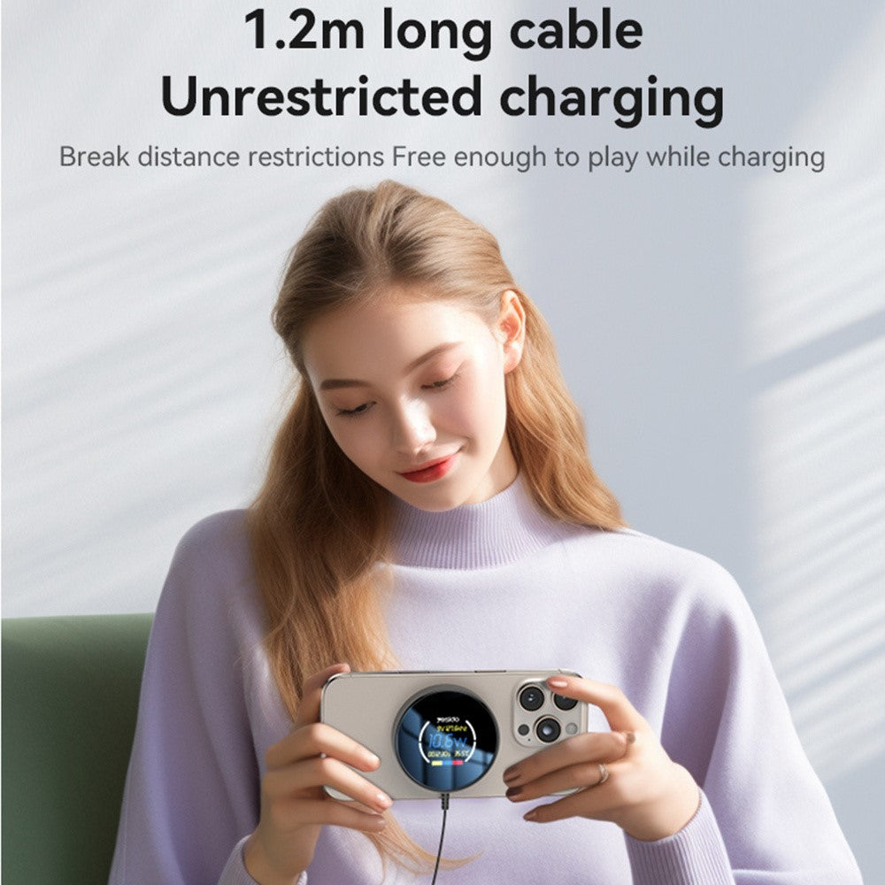 Wireless Charger - YESIDO DS28 Magnetic Wireless Charger with Digital Display Fast Charging Pad with 1.2m Type C Cable