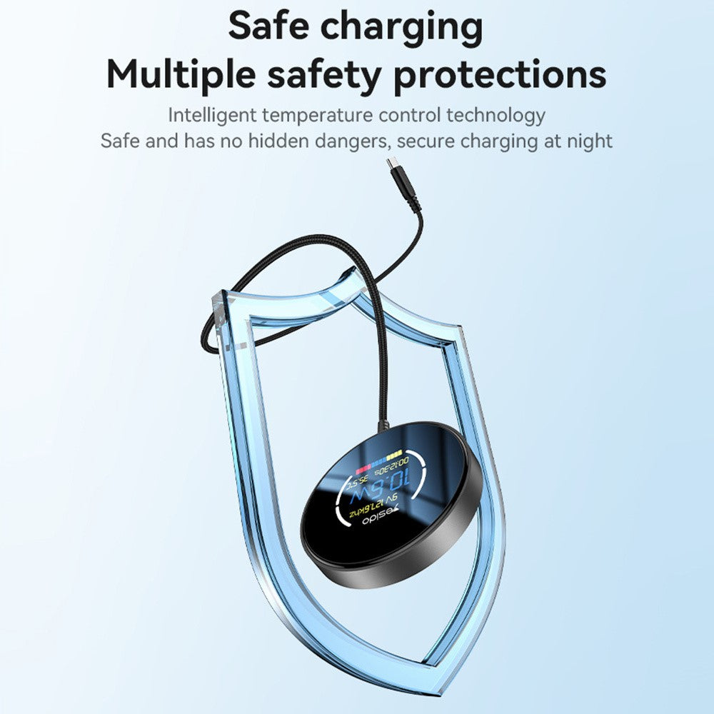 Wireless Charger - YESIDO DS28 Magnetic Wireless Charger with Digital Display Fast Charging Pad with 1.2m Type C Cable