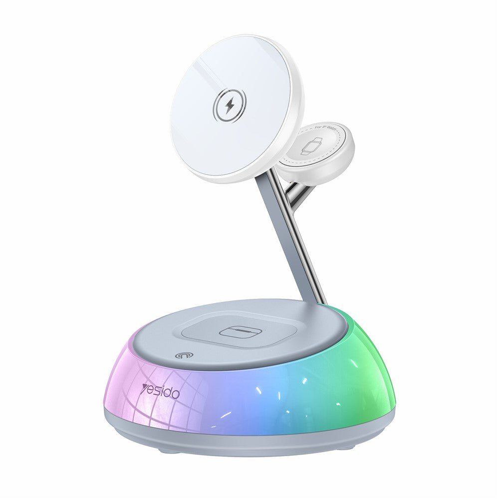 Wireless Charger - YESIDO DS31 3 in 1 Wireless Charging Station Phone Watch Earphone Magnetic Wireless Charger with Night Light