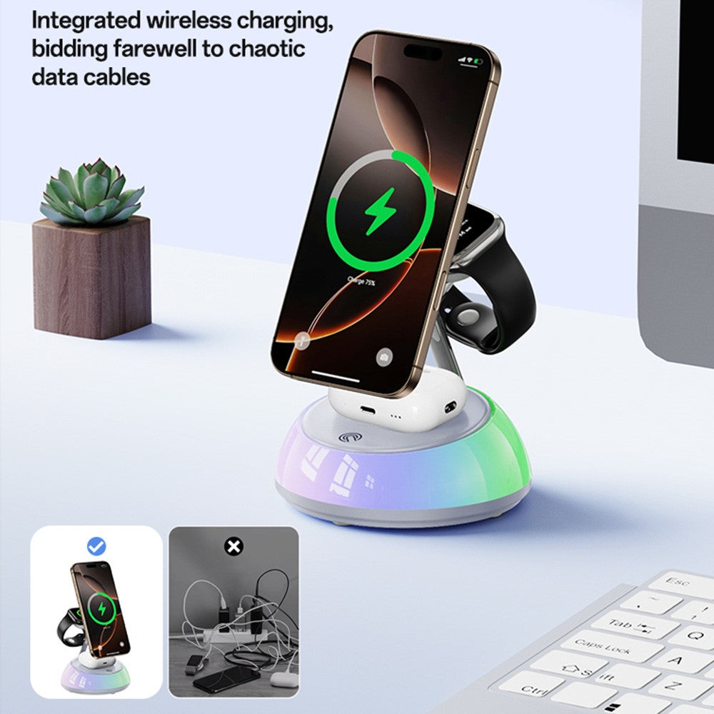 Wireless Charger - YESIDO DS31 3 in 1 Wireless Charging Station Phone Watch Earphone Magnetic Wireless Charger with Night Light